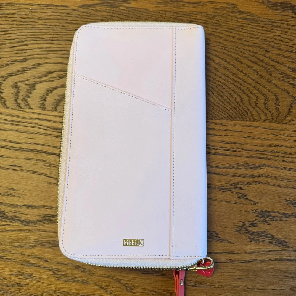 kikki.K Pink and Gold Clutch Passport Holder Travel‎ Wallet Zip Close